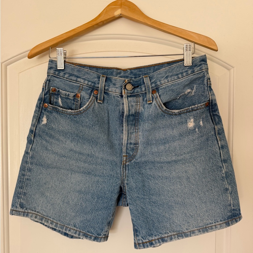 Levi’s Classic 502 Light Blue Denim Jean Shorts - Women's Casual Cut
